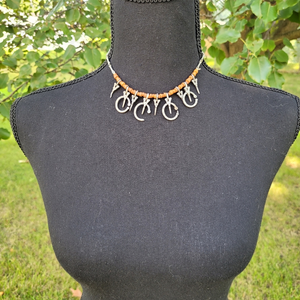 Vintage Western Coastal Cowgirl Horseshoe Charm Choker Necklace - Picture 2 of 5